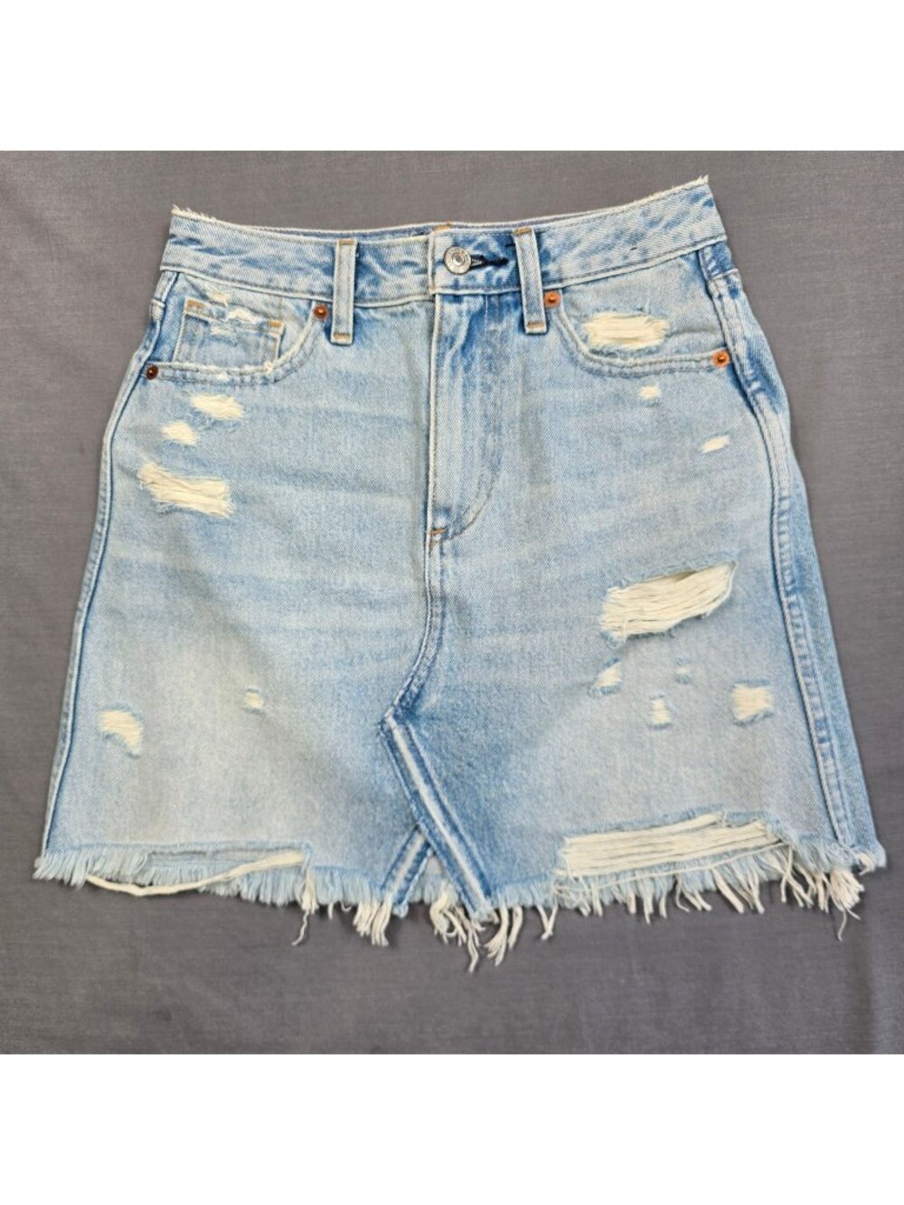 Abercrombie & Fitch 24 00 Zoe Denim A-Line Skirt Distressed Light Wash